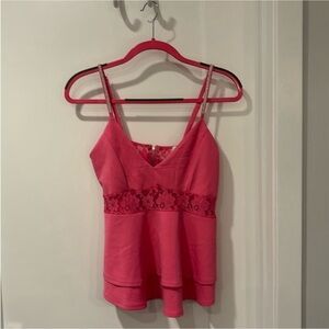 Rue 21 Pink beaded strap tank top with lace size Large